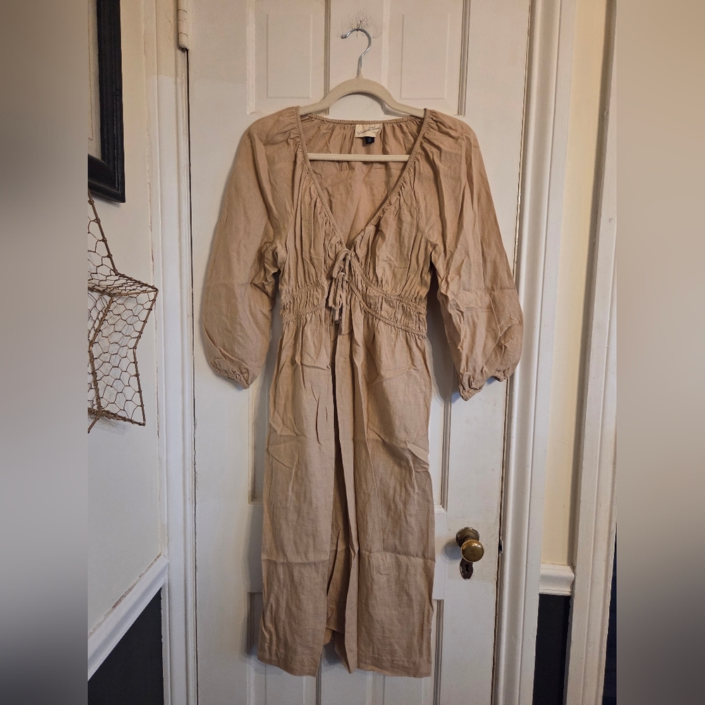 Universal Thread Tan Linen Dress With Pockets